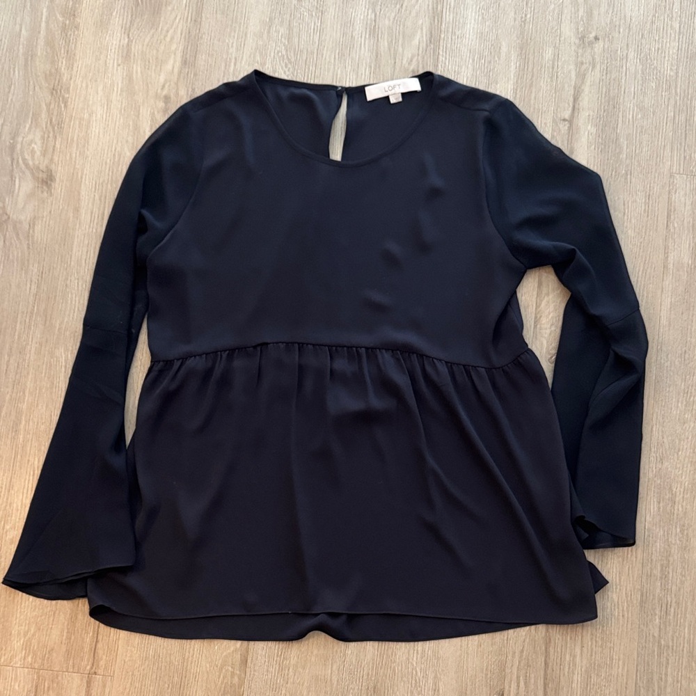 LOFT Midnight Blue Flowy Blouse